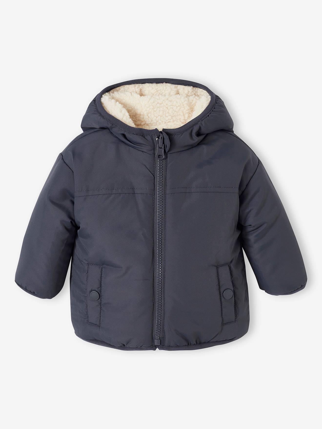 Vertbaudet Warme Baby Wendejacke mit Recycling-Polyester - wollweiß