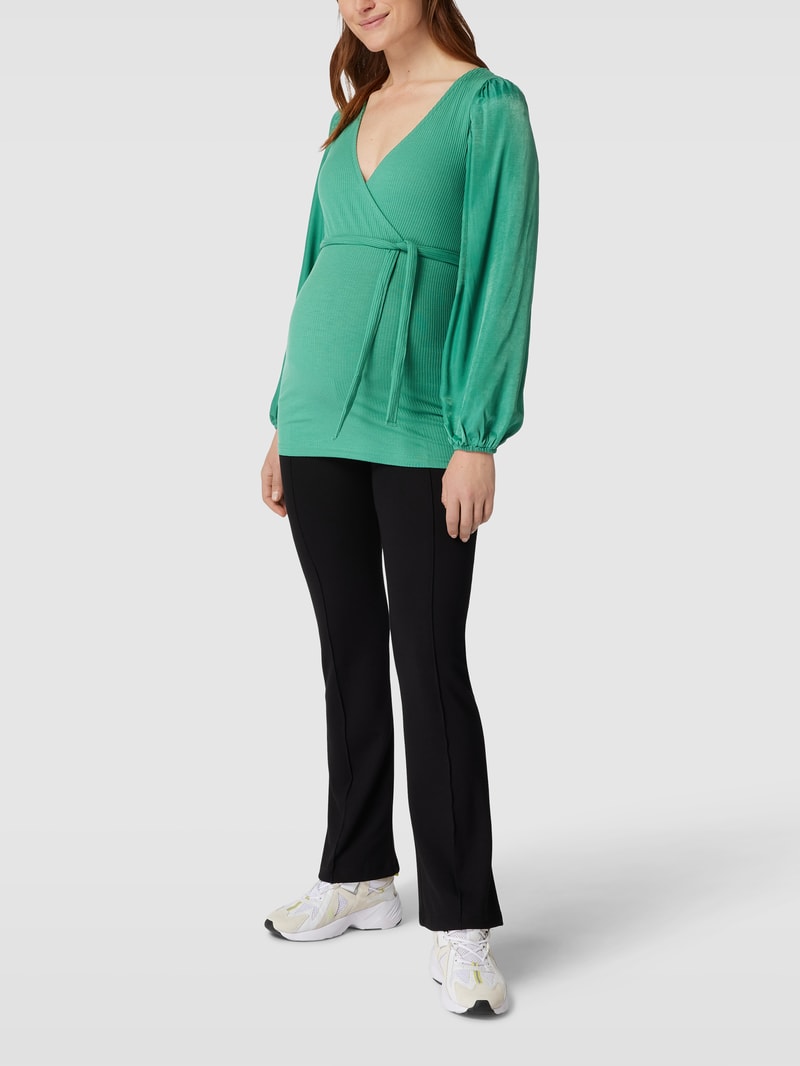 Longsleeve in Wickel-Optik in petrol