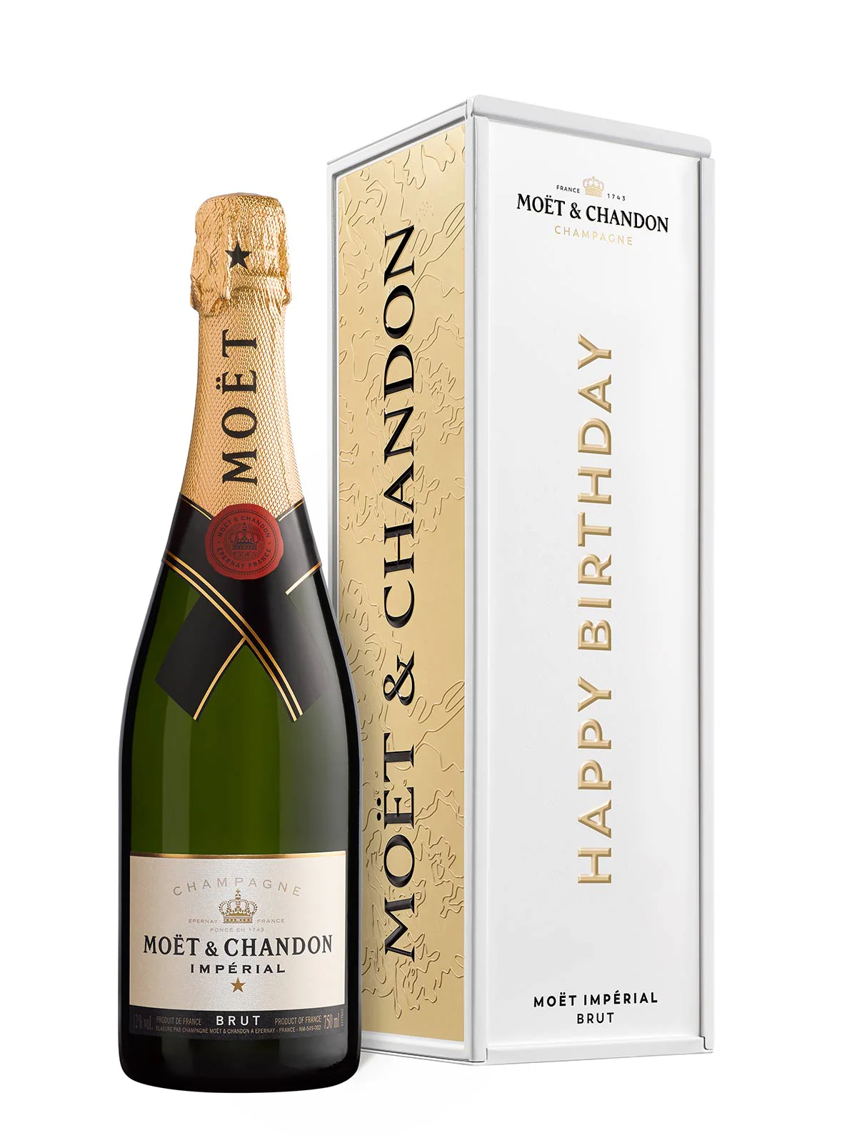 Moët & Chandon Impérial Brut in „Happy Birthday“  Geschenkbox aus Metall + 2 Gläser