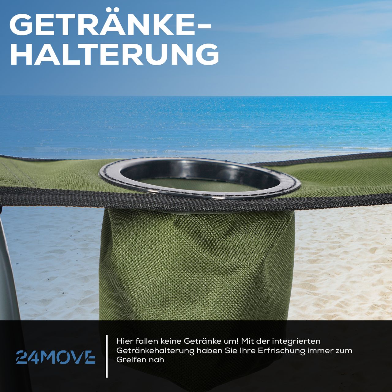 TroniTechnik 24MOVE® Campingstuhl Salvador faltbar Klappstuhl gepolstert mit Tragetasche,150kg belastbar,grün