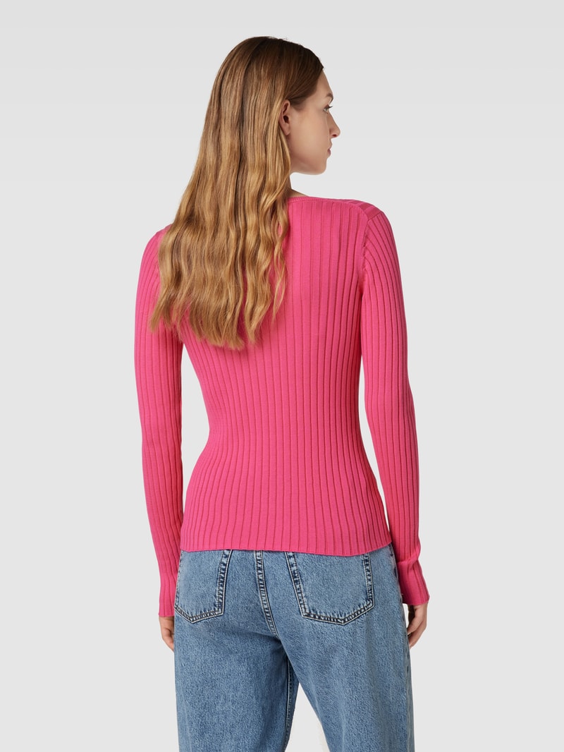 Longsleeve in Ripp-Optik in pink
