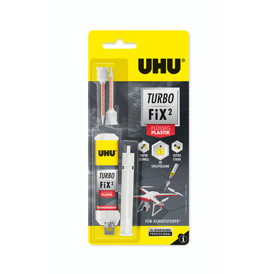 UHU TURBO FIX² flüssig Plastik 2-Komponentenkleber, 10 g - ATU