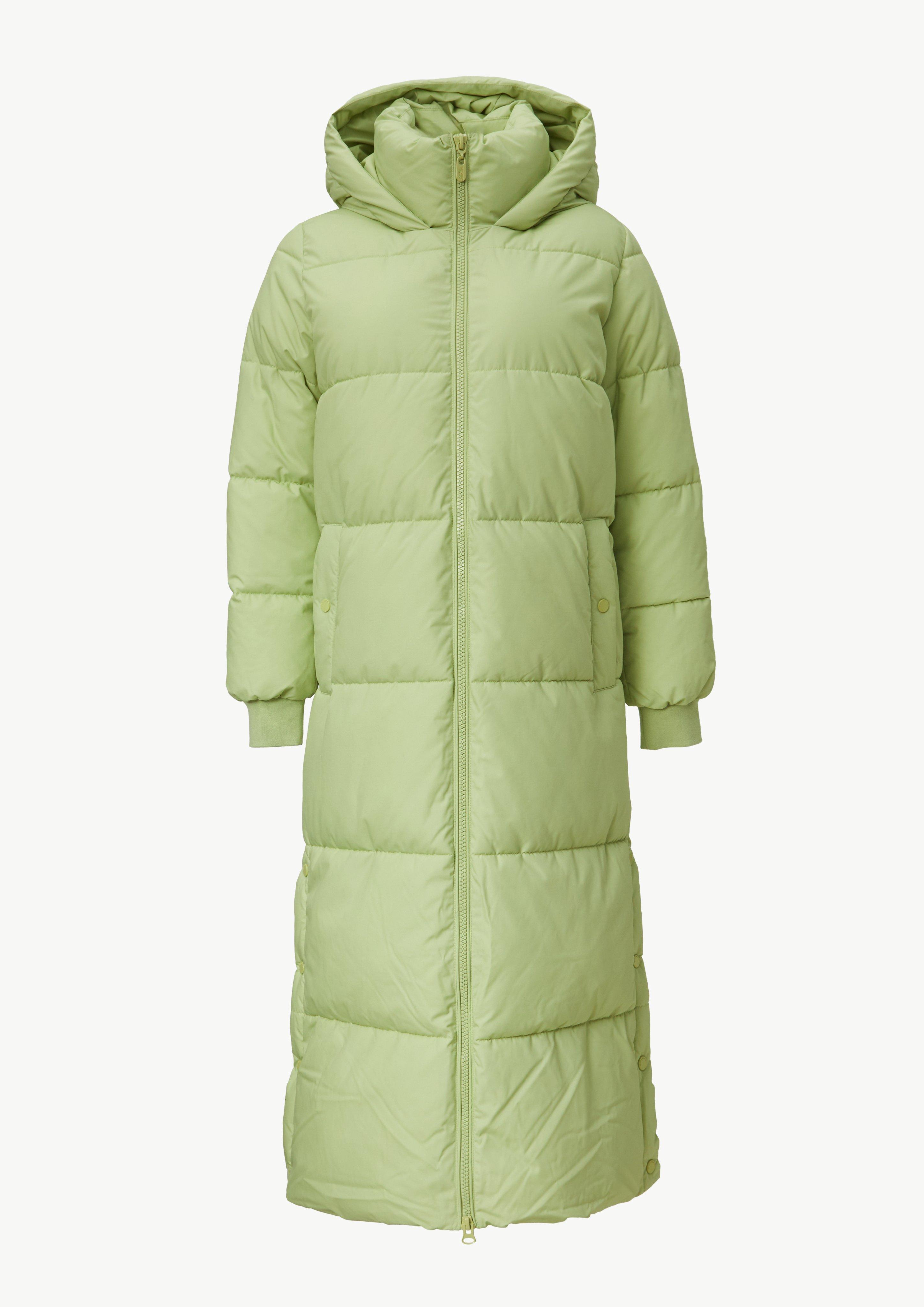 Puffer-Mantel mit Druckknöpfen am Saum - kiwigrün