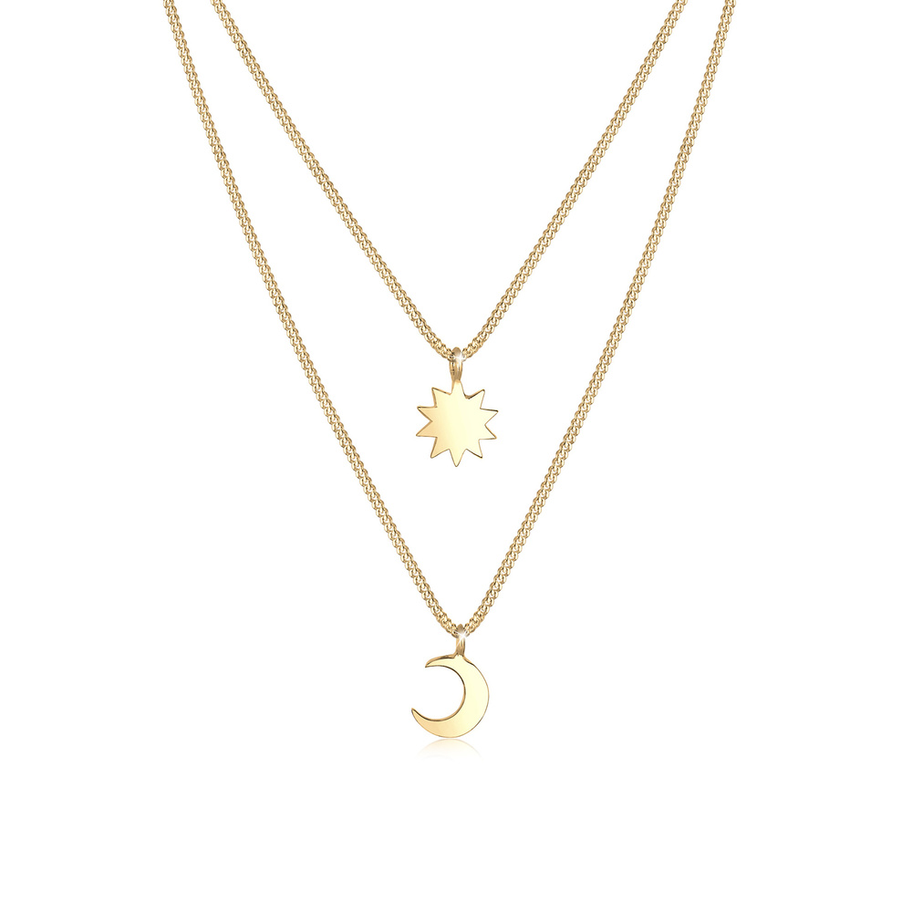 Elli Elli Collier Layer Halbmond Sonne Astro 925er Sterling Silber collier