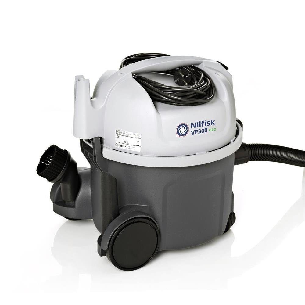 Nilfisk Bodenstaubsauger VP300 Eco HEPA EU Trockensauger 107415311, Gewerbesauger, Gewerbestaubsauger, Staubsauger, Sauger, Hotelstaubsauger, für Gewerbe, Hotel, Schule, Büro, HEPA H13 Filter, 8 Liter Staubbeutel, 10 m langes Kabel, Aufbewahrungsfach