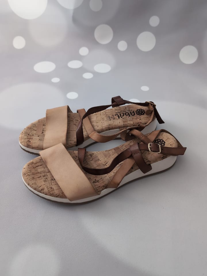 Abril Flowers Leder-Sandalen in Hellbraun günstig kaufen 38