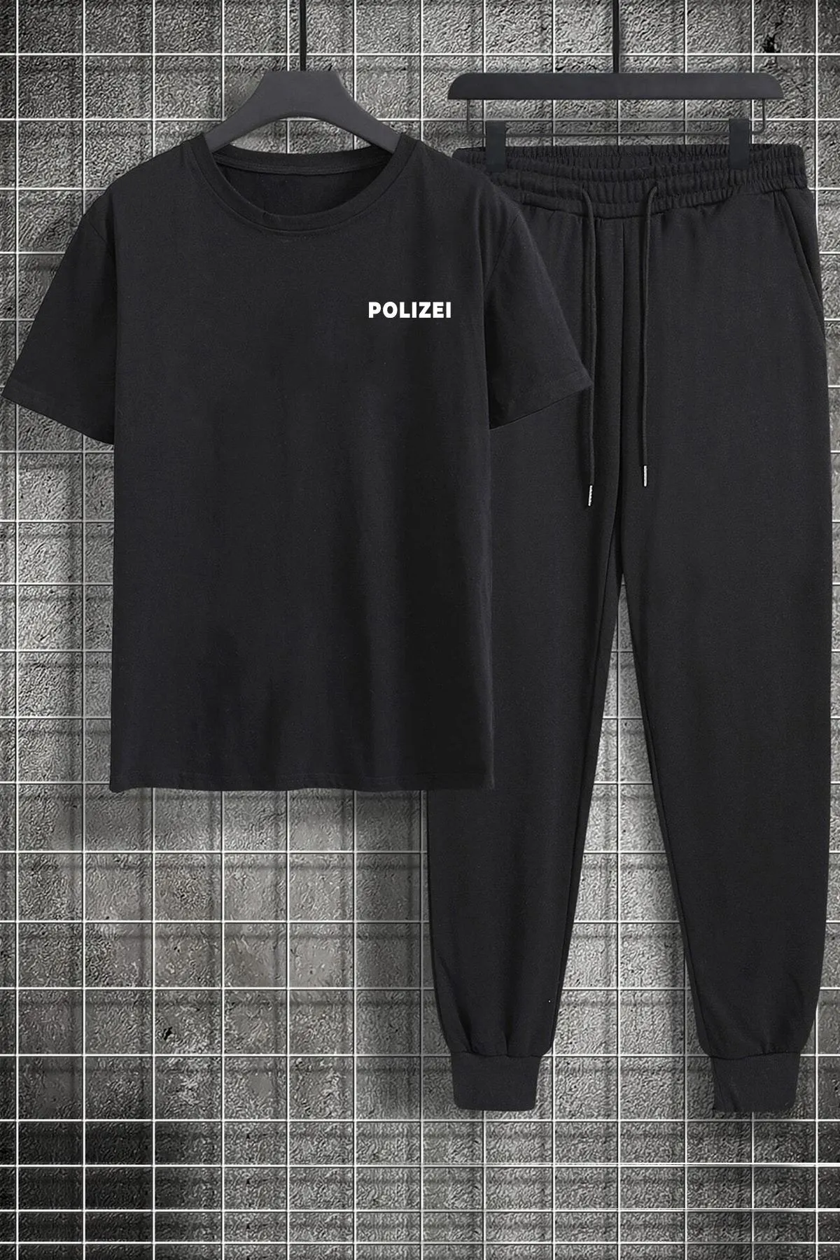 uyguntarz  Zweiteiliges Unisex-Trainingsanzug-Set mit Polizei-Aufdruck