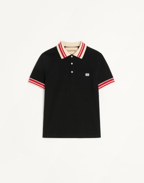 Polo de algodão piqué com patch VLogo