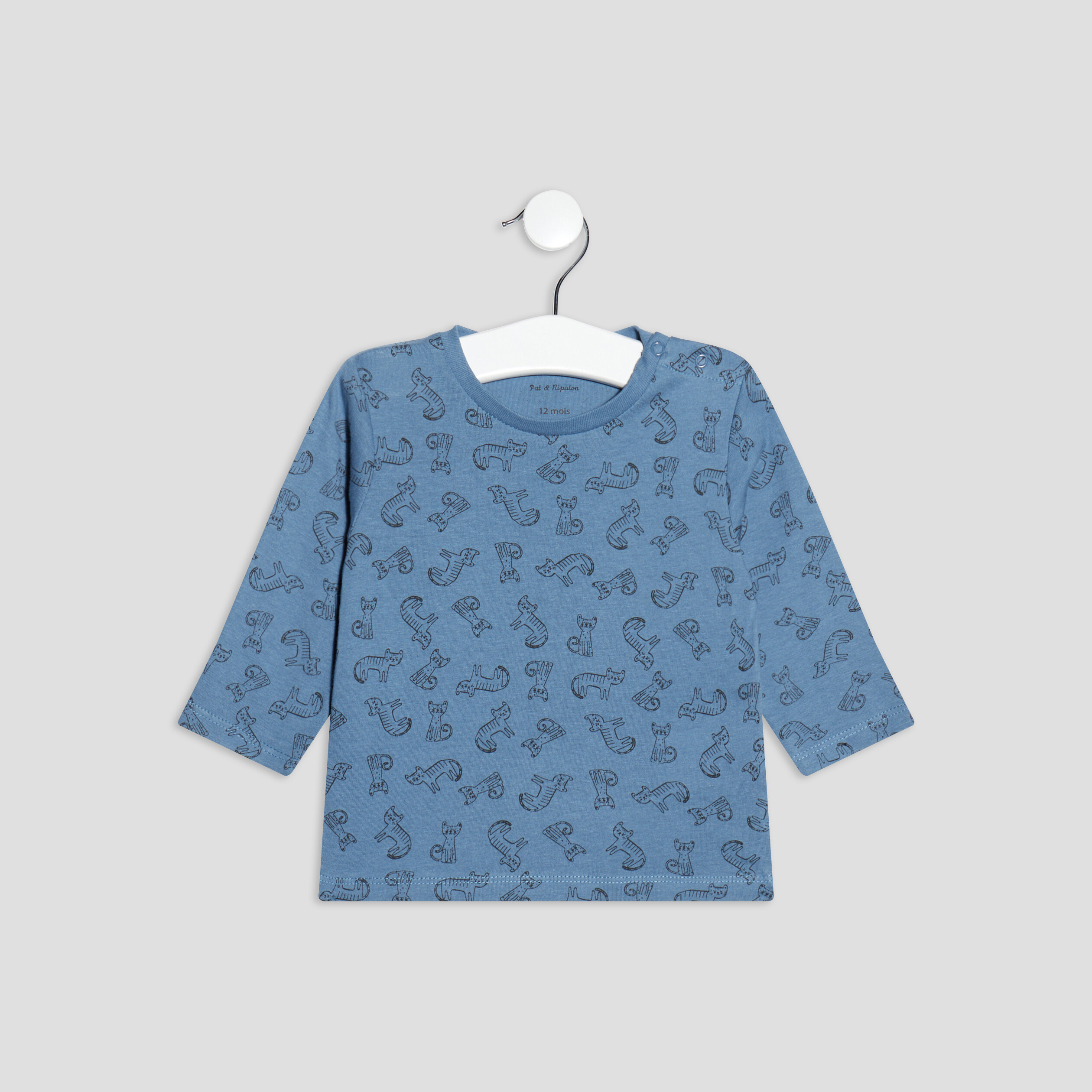 T-shirt manches longues bleu gris bébé garçon | La Halle