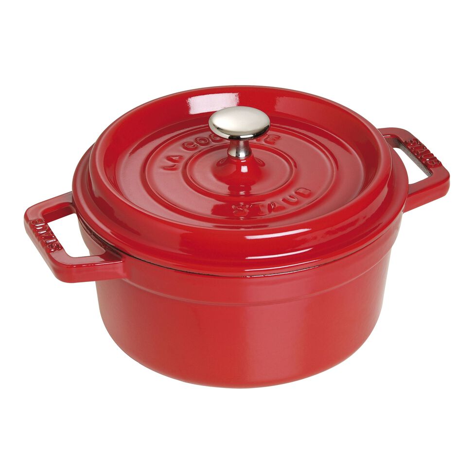 Cocotte 22 cm, rund, Kirsch-Rot, Gusseisen