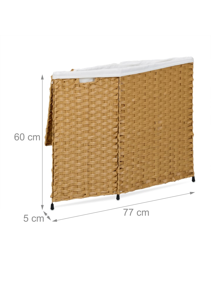 relaxdays Wäschekorb in Natur/ Beige - (B)46 x (H)60 x (T)34 cm günstig kaufen onesize