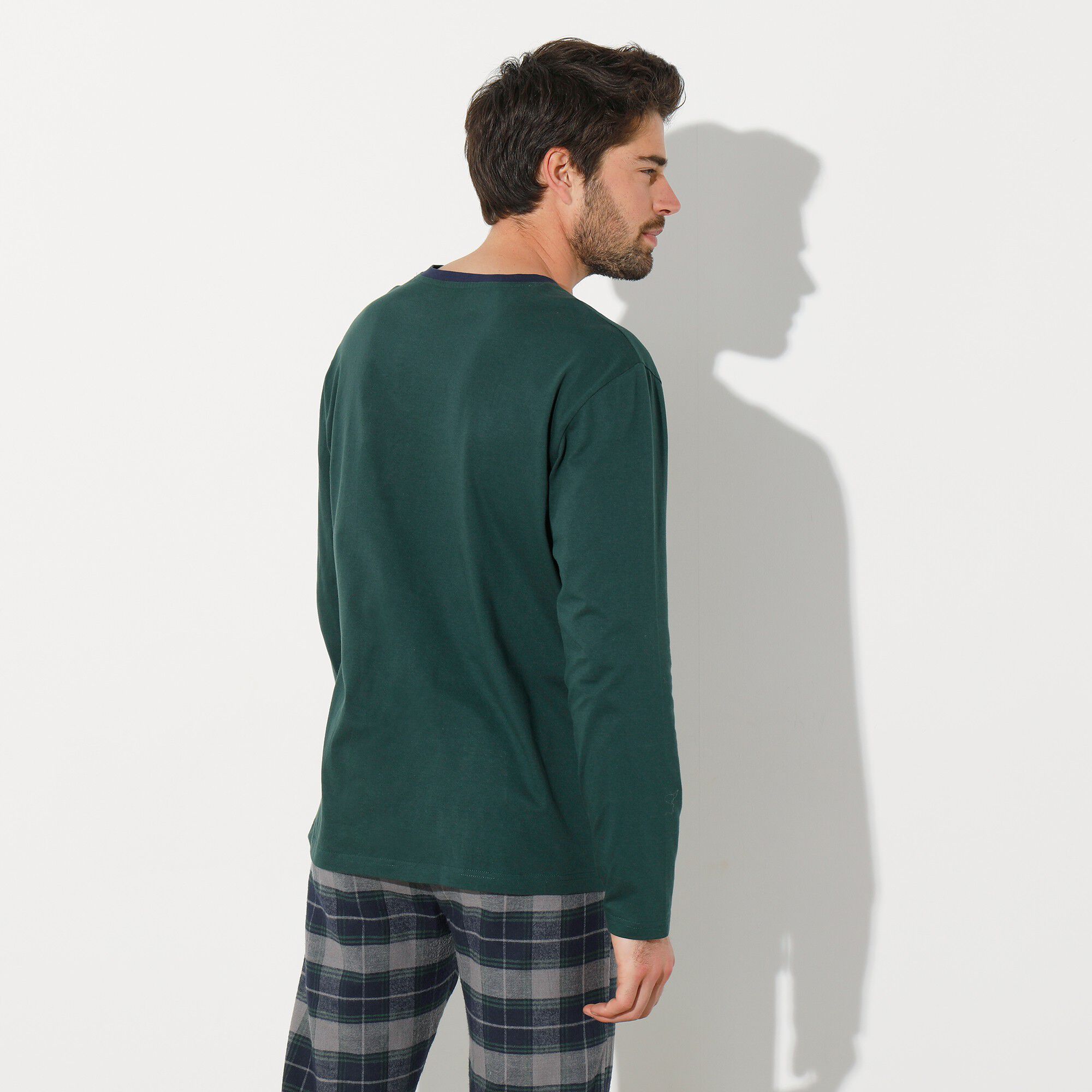 T-shirt pyjama jersey col tunisien manches longues