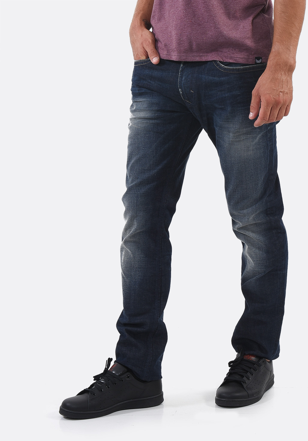 BROZZ  Jean coupe straight bleu délavé homme