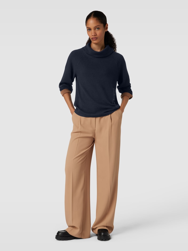Pullover mit Ziersteinbesatz in marineblau