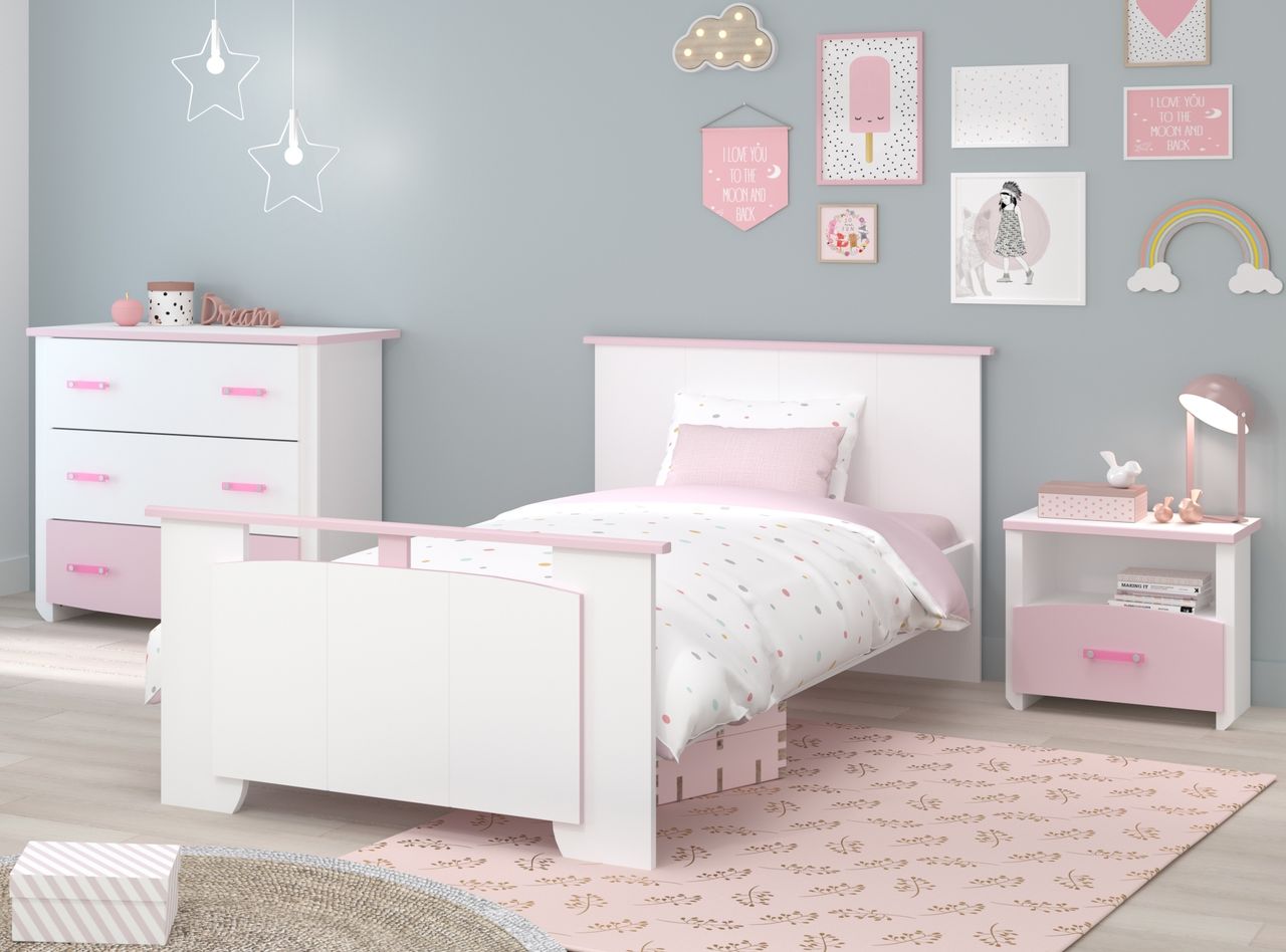 Parisot Kinderzimmer, Biotiful 3, 3-tlg., Weiss / Rosa
