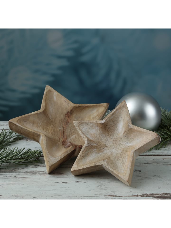 MARELIDA Dekoschale Stern Mangoholz Dekoteller L: 17cm in natur günstig kaufen onesize