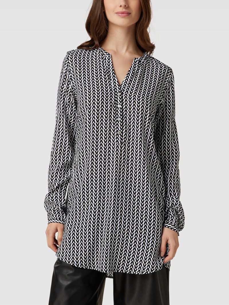 Blusenshirt mit Allover-Muster in schwarz