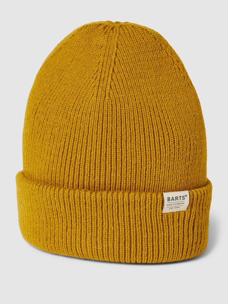 Beanie mit Label-Detail Modell 'Kinabalu' in senfgelb