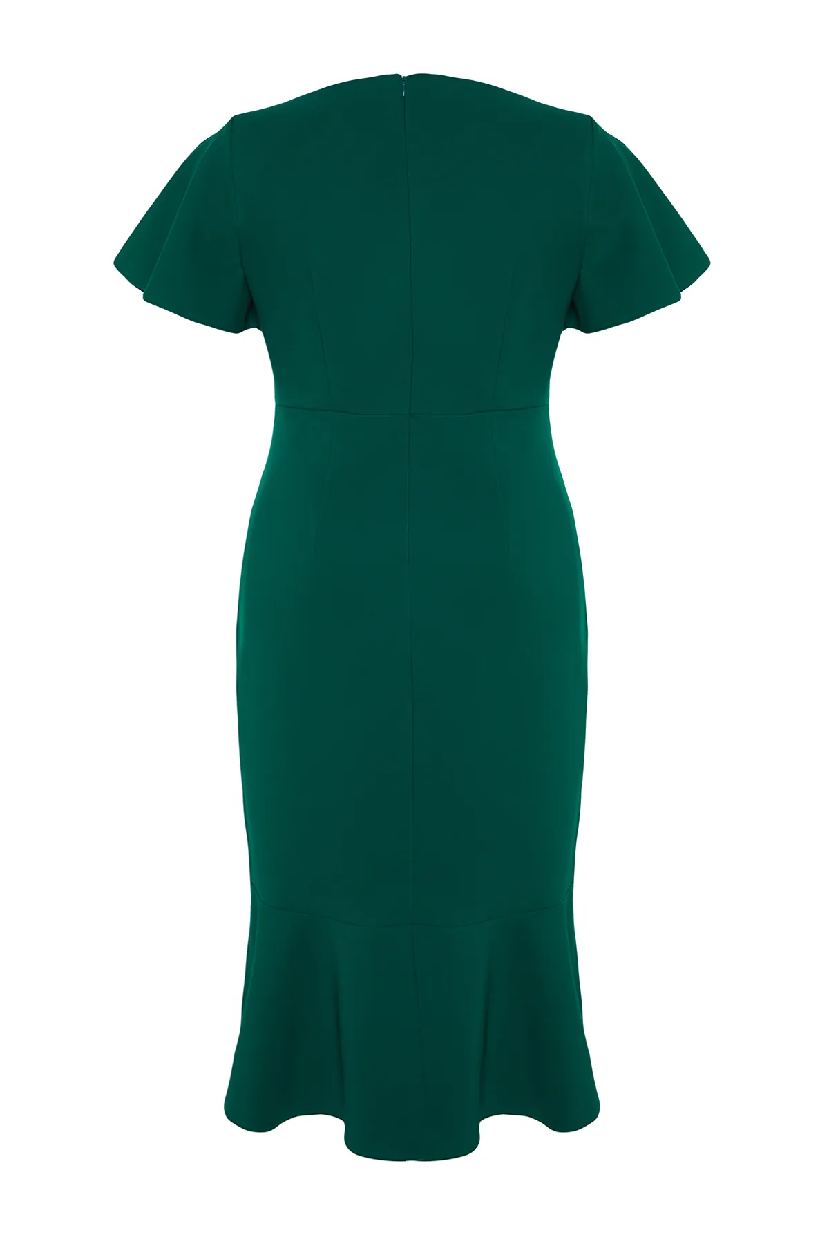 Trendyol Curve  Dunkelgrünes Finike-Webkleid in Übergröße