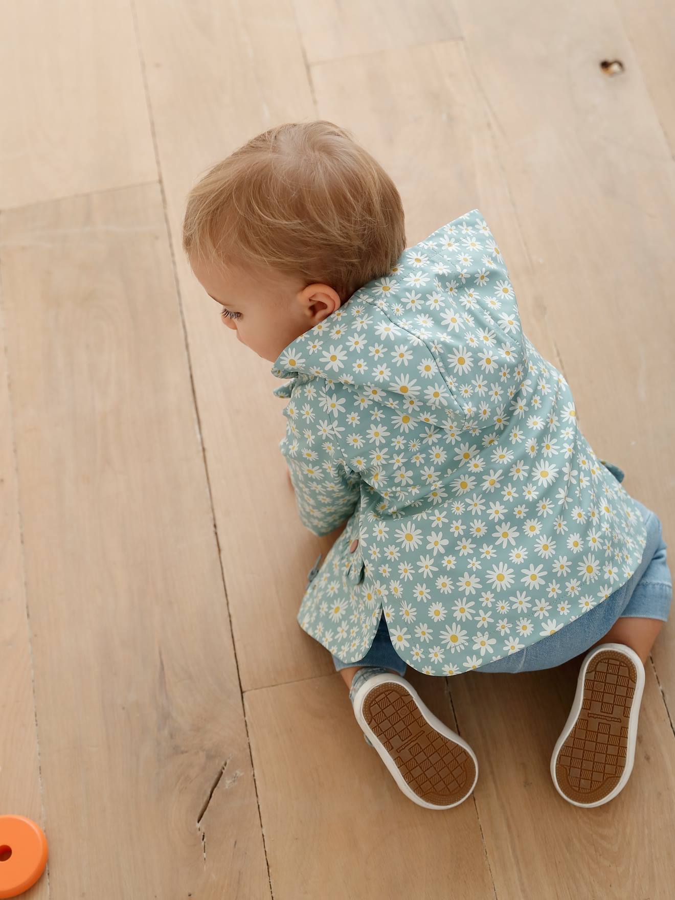 Vertbaudet Mädchen Baby Regenjacke - aquamarin gänseblümchen