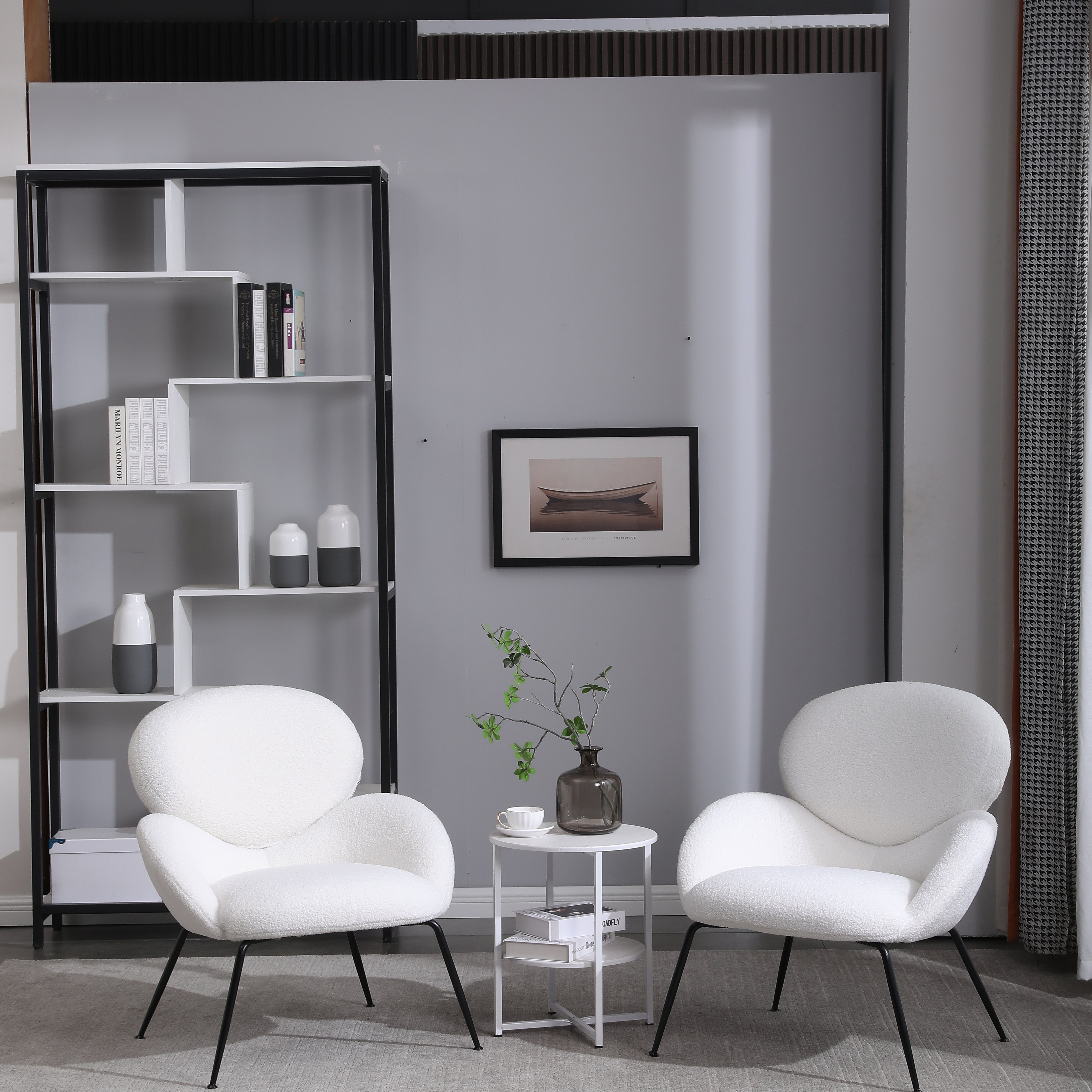 OKWISH Relaxsessel Loungesessel Fernsehsessel Polstersessel Polsterstuhl (geeignet für Wohnzimmer und Schlafzimmer Schminkstühle, weich gepolsterte Stoff Charakteristik Armlehne moderner Freizeitstuhl), Teddy Samt Metallbein Ankleide Stuhl