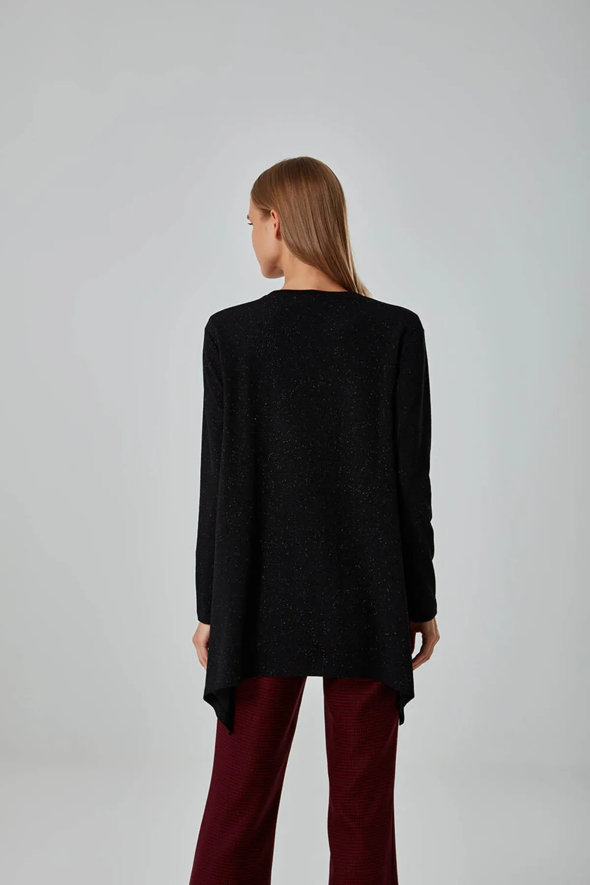 Mizalle  Glitzer gestrickte schwarze Tunika