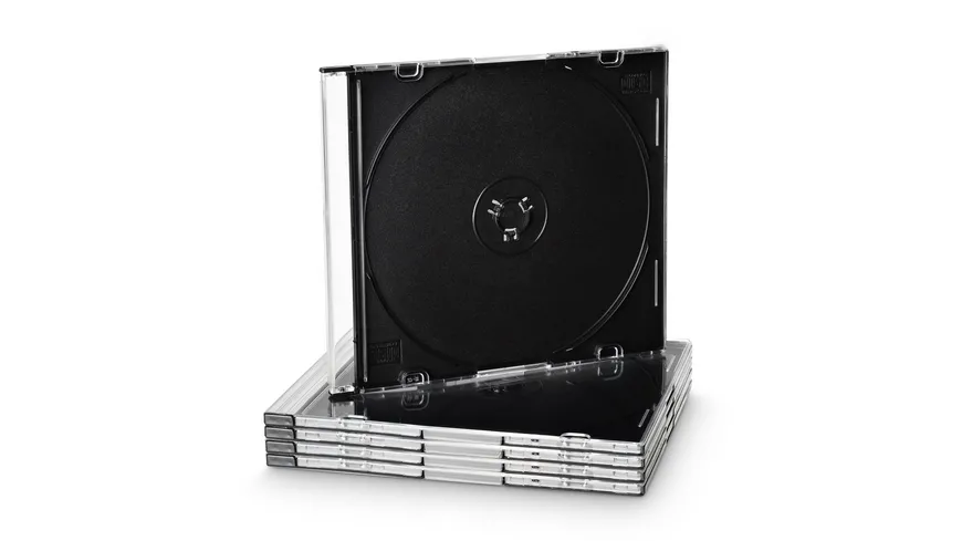 Müller CD-Leerhülle, schmal, für 1 Disc, 5.2mm, schwarzes Tray, 10er Pack