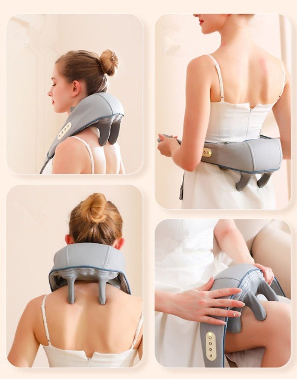 autolock Bandmassagegerät Nackenmassagegerätr, Shiatsu Nackenmassagegerät, mit Ruecken, Schulter Massage,Muskelschmerzlinderung für Nacken,Rücken Schulter