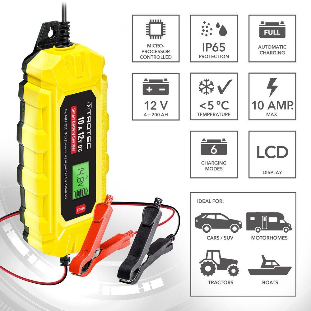 TROTEC PBCS 10A, Universal-Ladegerät Autobatterie-Ladegerät (Winterlademodus)