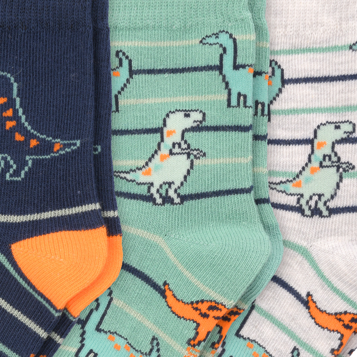 3 Paar Baby Socken mit Dino-Motiven