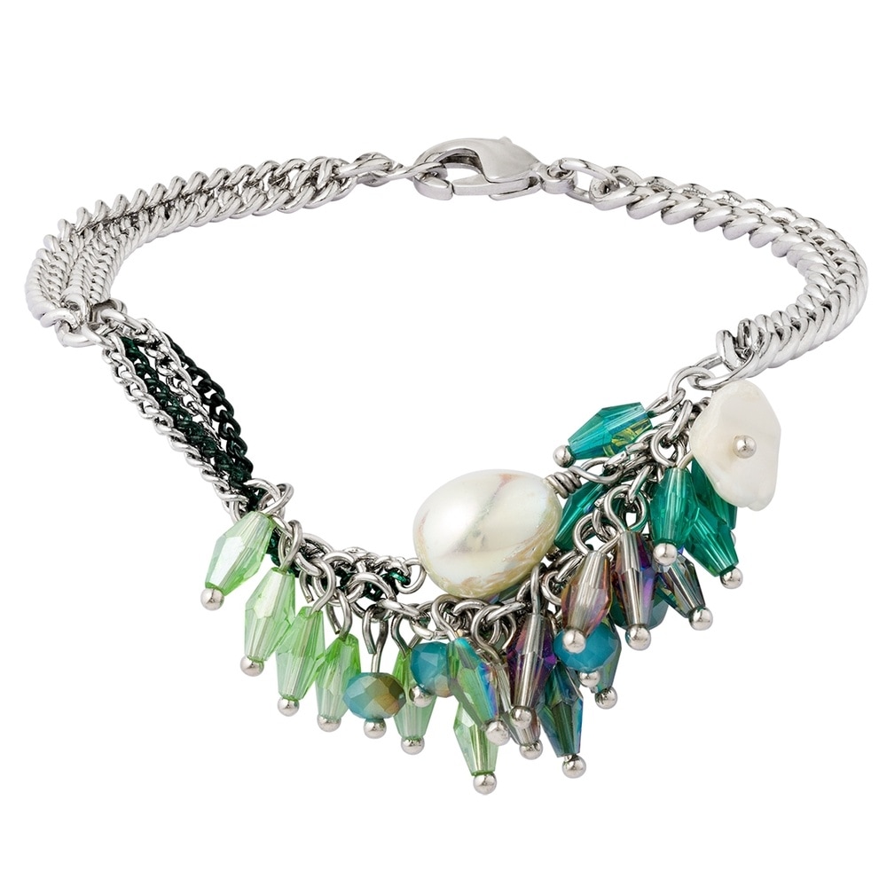 Pippa&Jean Bracelet tendance Métal Cristaux de verre Perle (synth.) en Argent Bracelet
