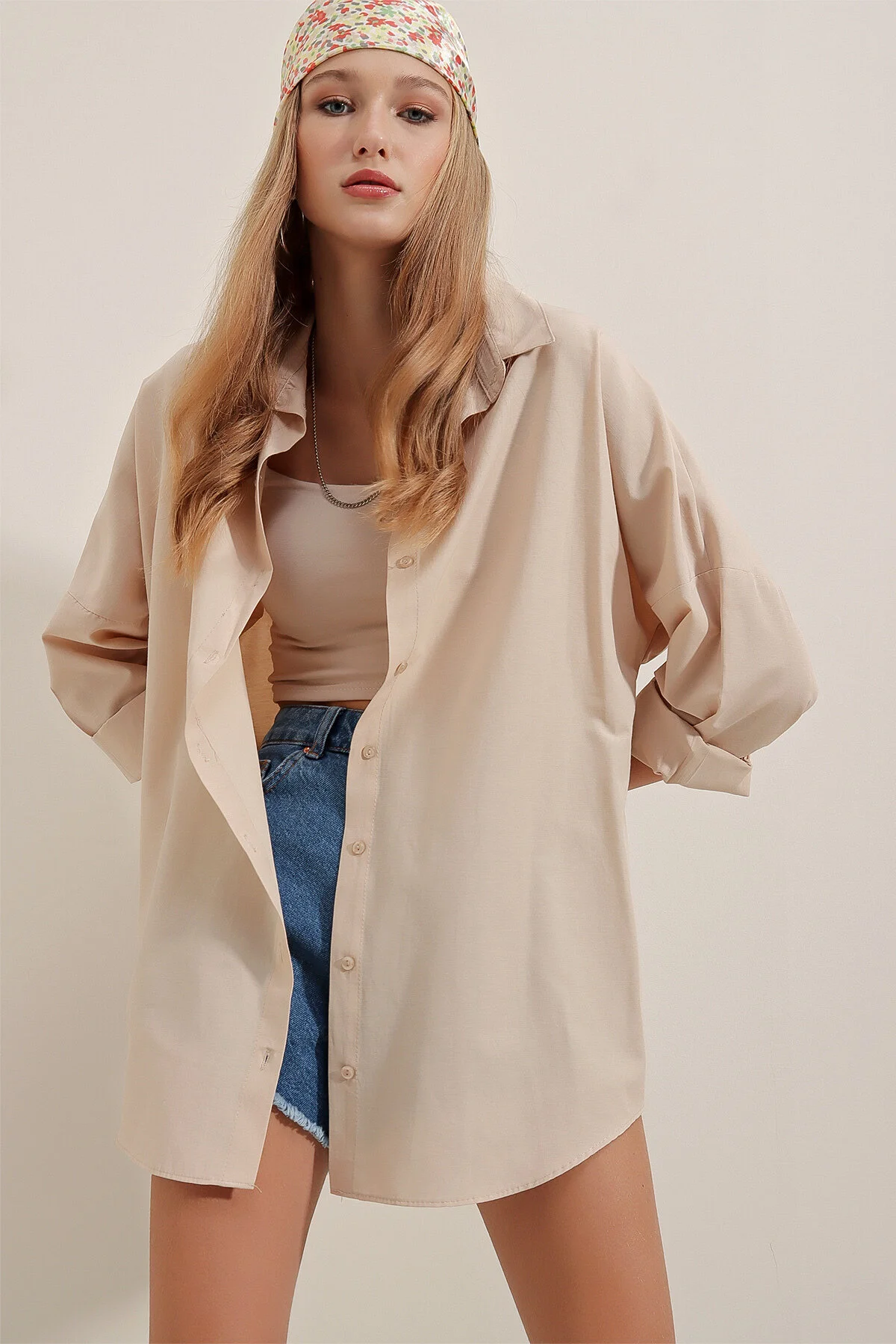 Bigdart  3900 Oversize-Lang-Basic-Hemd – Creme