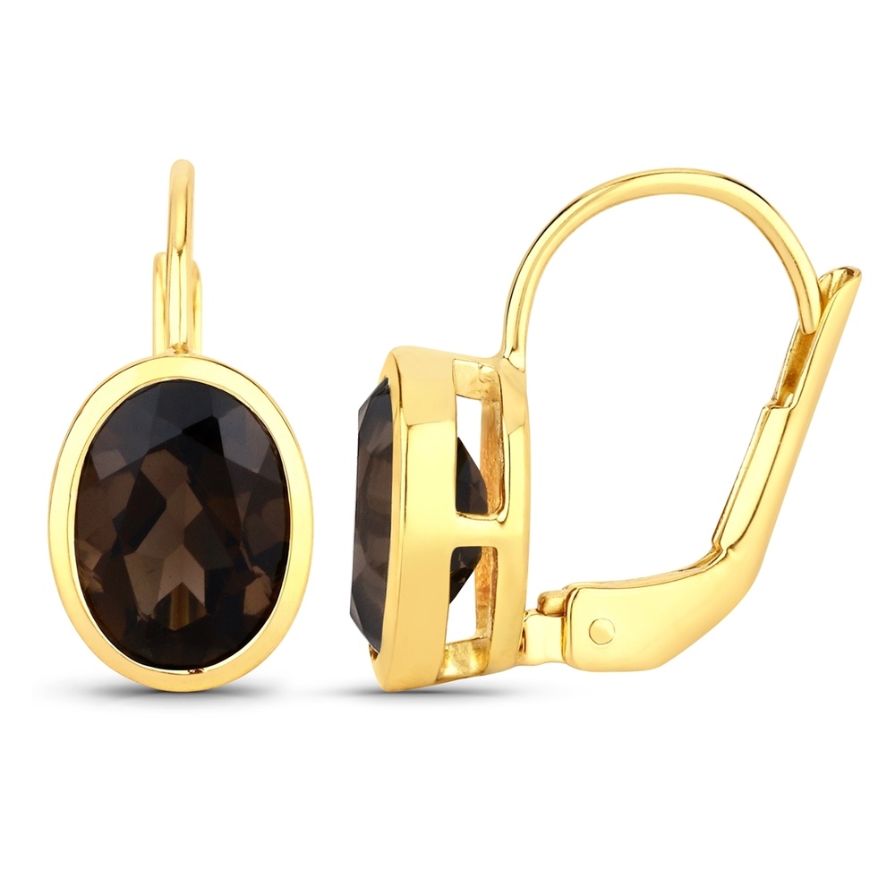 Rafaela Donata Boucles doreilles Argent sterling Quartz fumé en Or jaune Bijoux