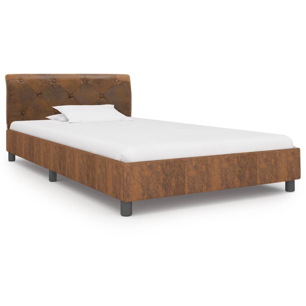 vidaXL Bett Bettgestell Braun Wildleder-Optik 100 x 200 cm
