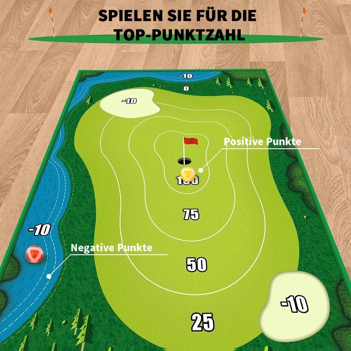 götäzer Golf-Abschlagmatte Lässiges Golfspielmatten-Set (Golfzubehör für Erwachsene und Kinder) (1-St), Grün, Klettverschluss, Spieltrainingshilfe – Herren (150 cm x 80 cm)