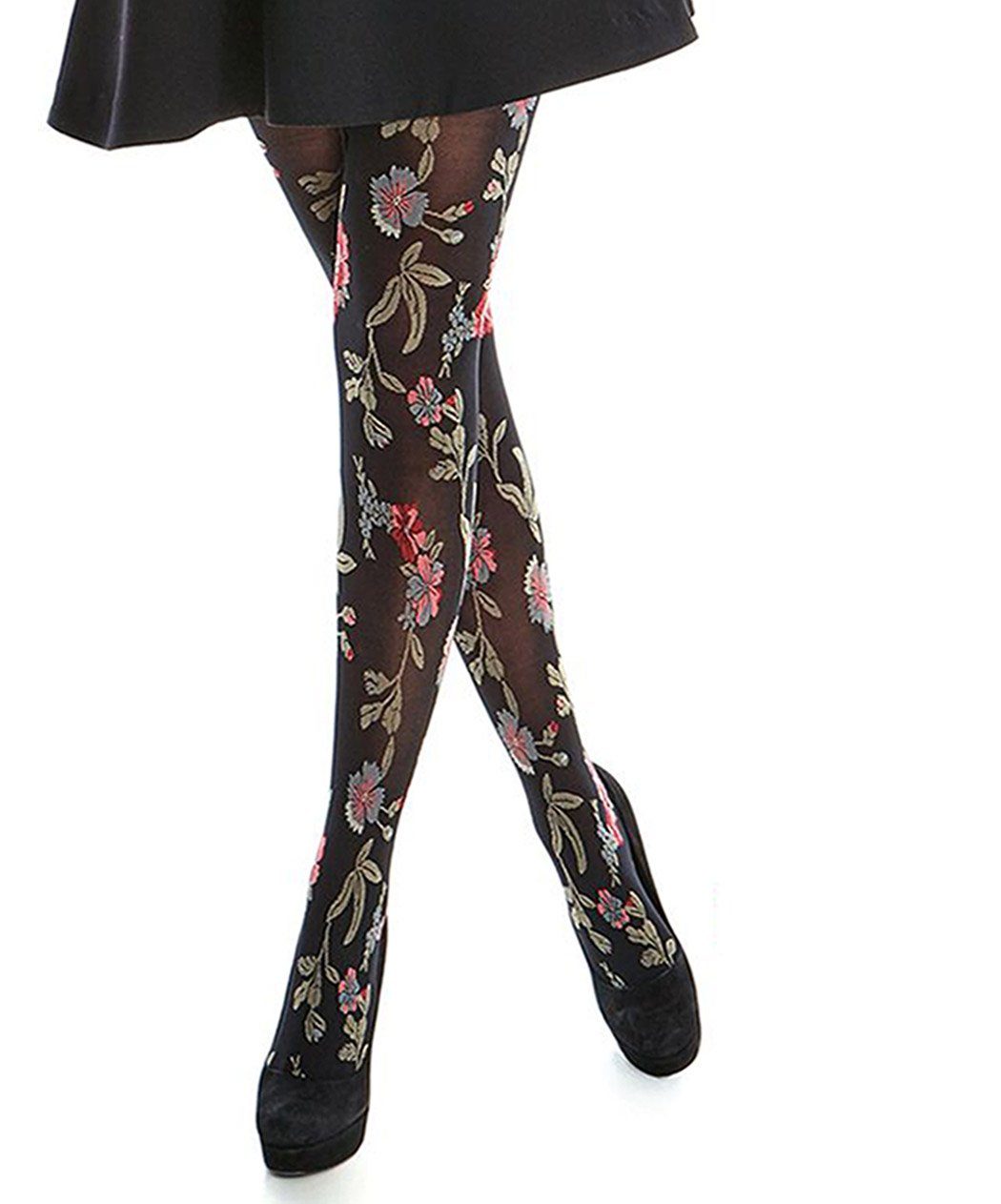 Sympatico Feinstrumpfhose mit auffälligem Blüten FLORELLA 50 DEN (Packung 1 St. 1-er Pack) Semi-blickdicht & matt