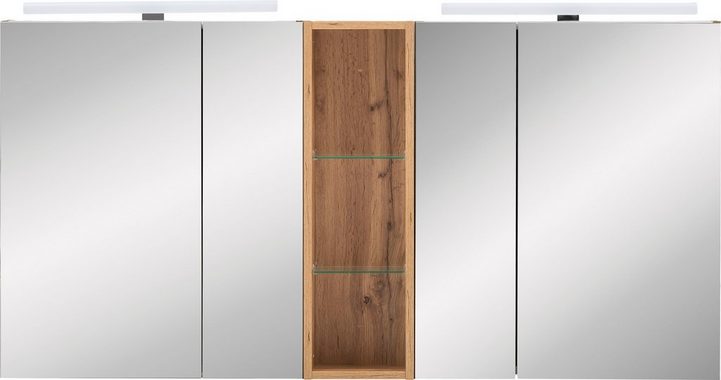 Schildmeyer Spiegelschrank Duo Breite 141,6 cm, 4-türig, 2x LED-Beleuchtung, Schalter-/Steckdosenbox