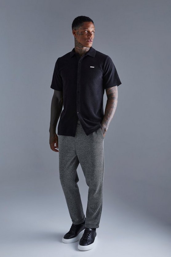 Elastische smarte Hose mit Zick-Zack Print