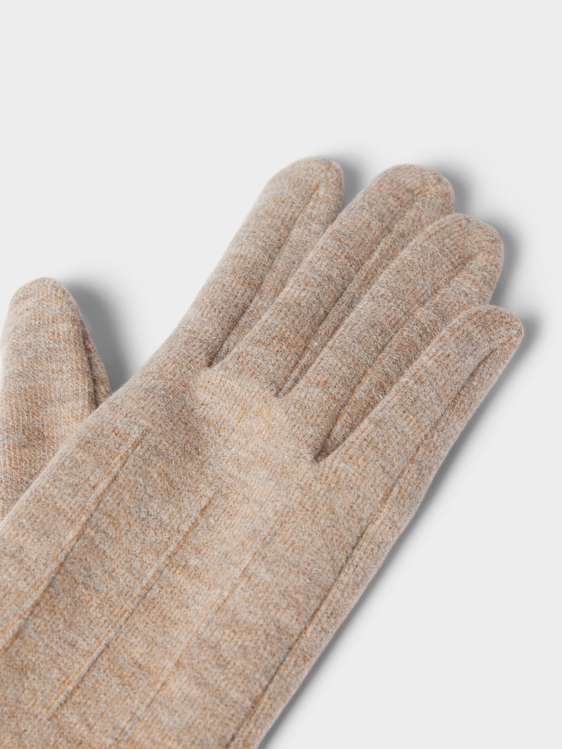 Handschuhe mit Knopfverschluss in beige