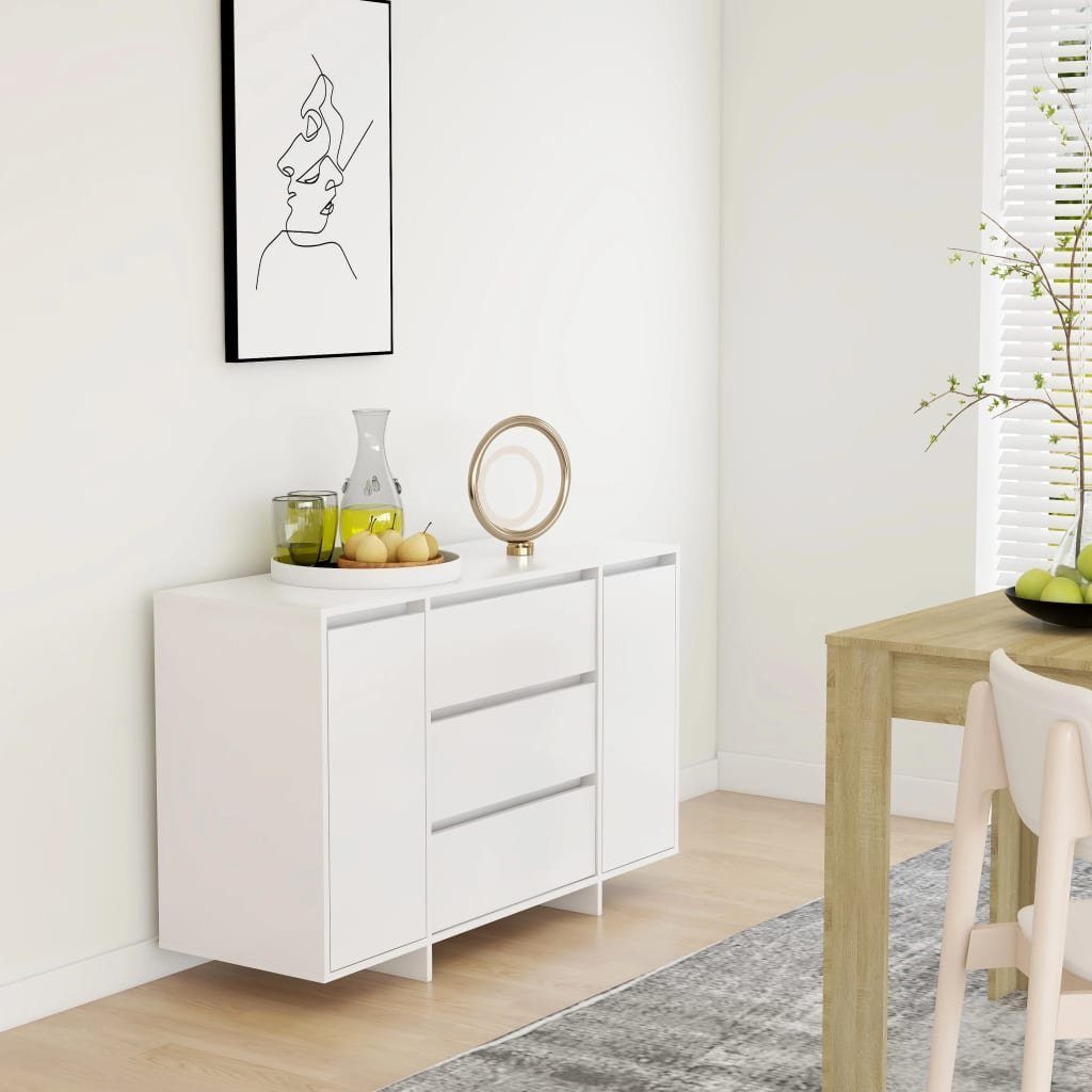 vidaXL Sideboard Sideboard mit 3 Schubladen Weiß 120x41x75 cm Holzwerkstoff (1 St)