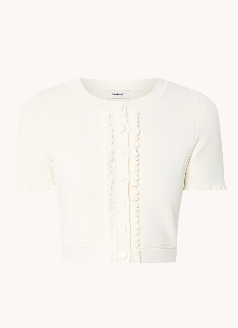 Sandro Fine-knit crop top with ruffle