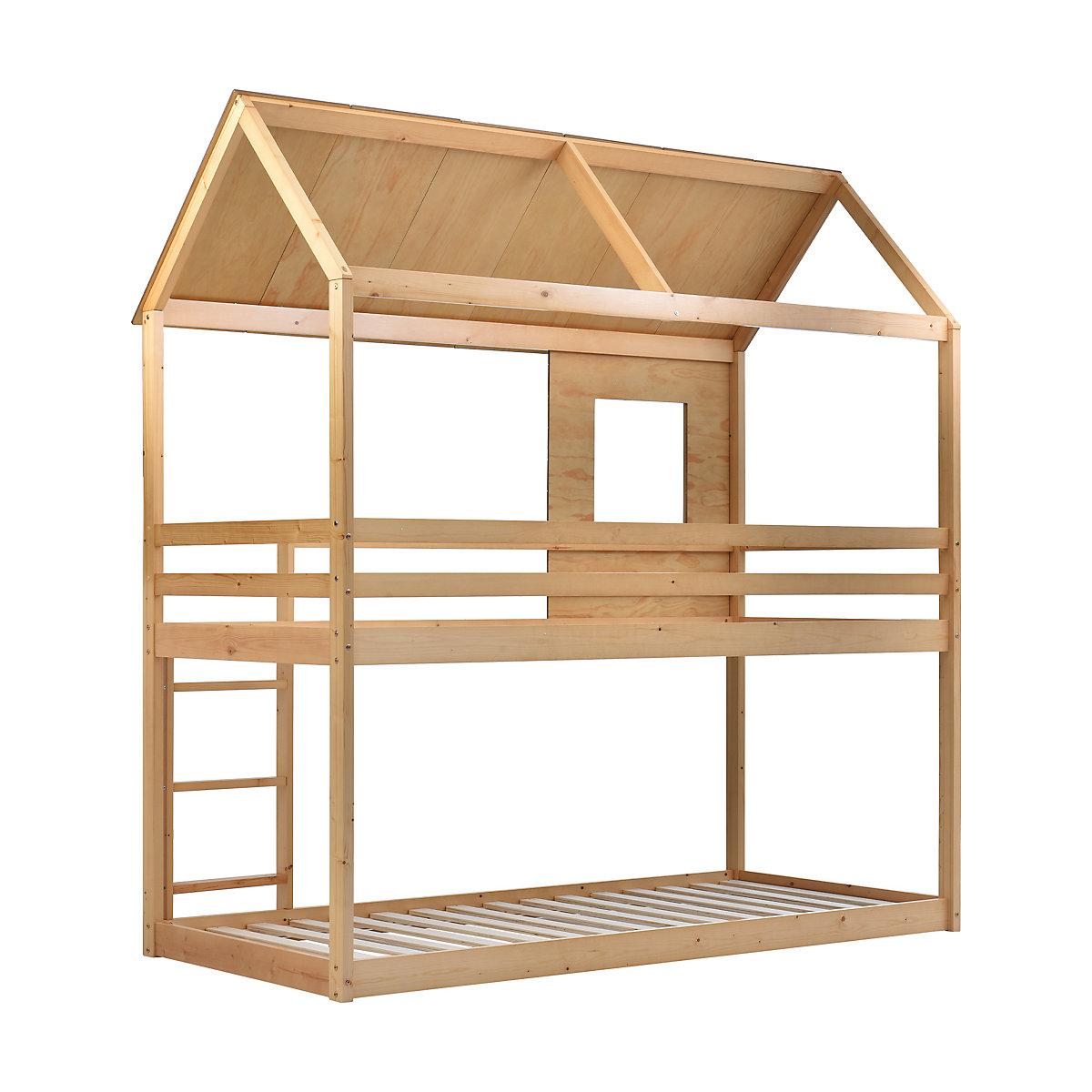 Etagenbett Kinderbett, Holz, Etagenbett 90 X 200 cm, Kinder hausbett, mit Dach, Leiter und Lattenrost