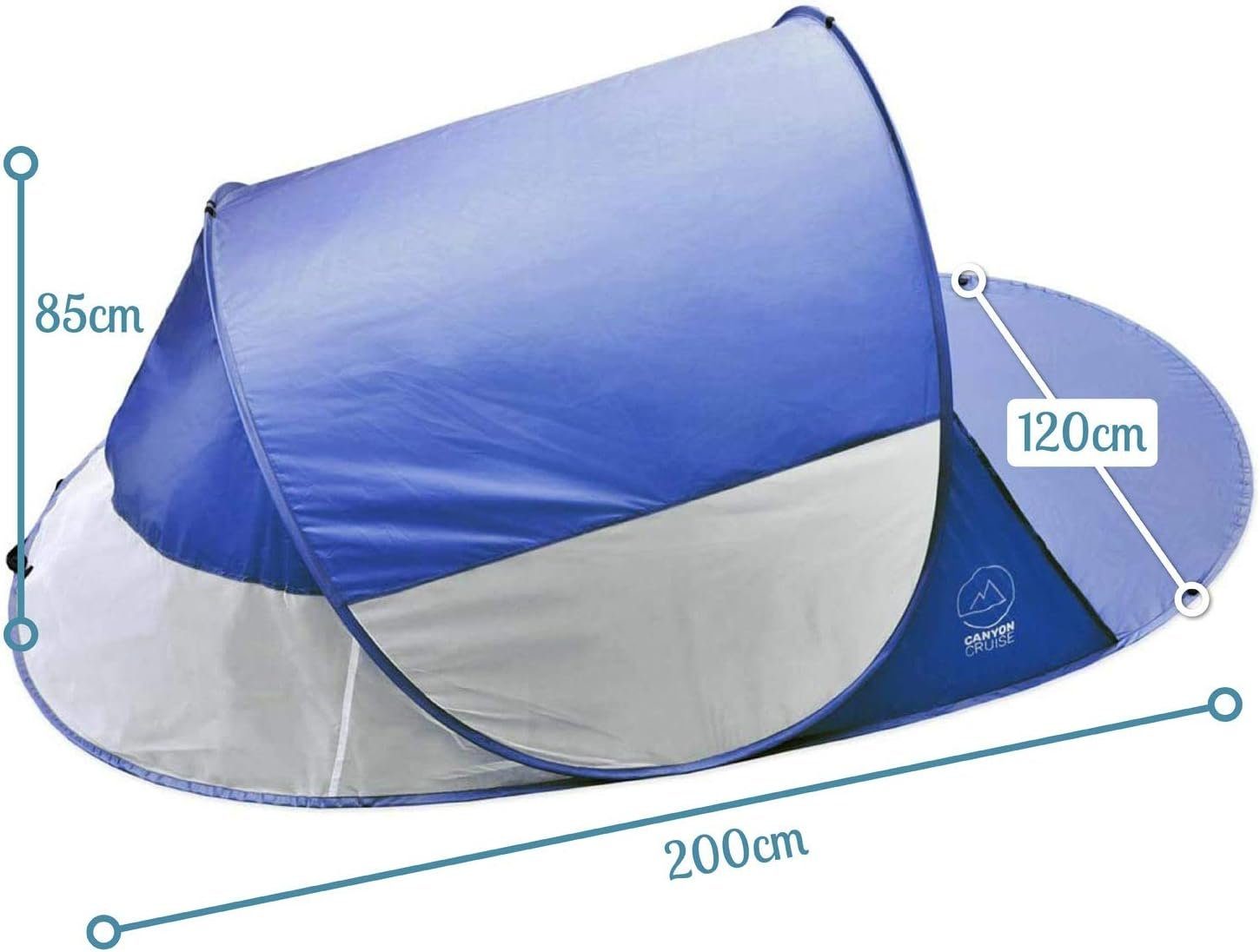 Canyon Cruise Strandmuschel Pop Up Strand-Zelt, Personen: 3 (Automatik Wurfzelt), Sonnen- & Windschutz