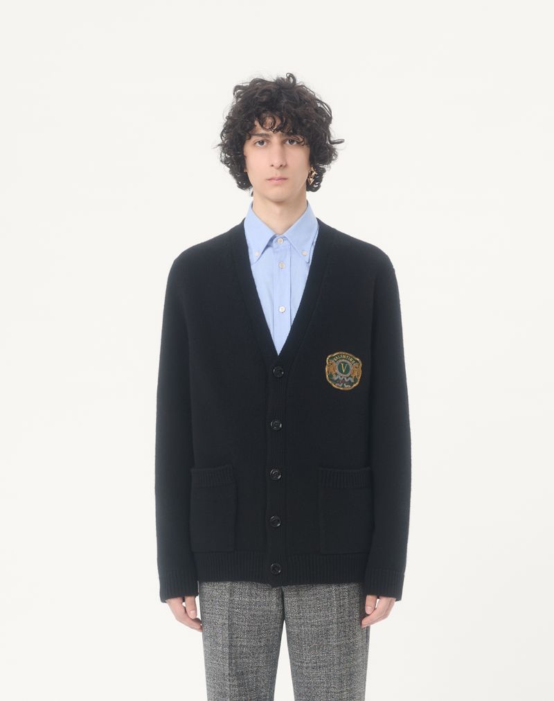 Cardigã de lã Valentino com aplique bordado Valentino