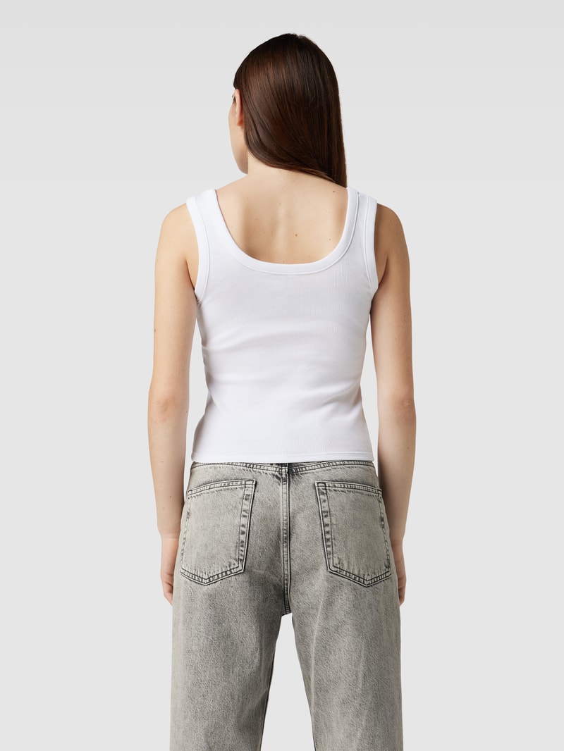Top mit Feinripp Modell 'BLING' in weiss
