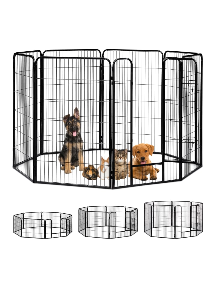 relaxdays Welpenauslauf in Schwarz - (B)76,5x (H)120 x (T)235 cm günstig kaufen onesize