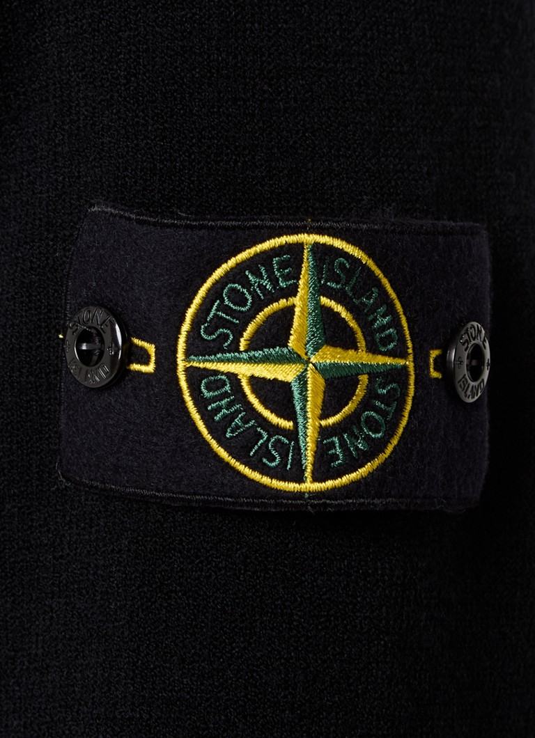 Πουλόβερ Stone Island 521A1 από απαλή πλέξη σε ανάμεικτο χρώμα Razor με φερμουάρ στη μέση και λογότυπο