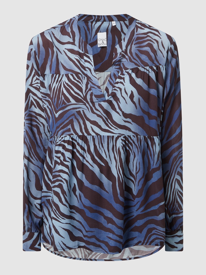 Blusenshirt aus Chiffon Modell 'Anthea' in bleu
