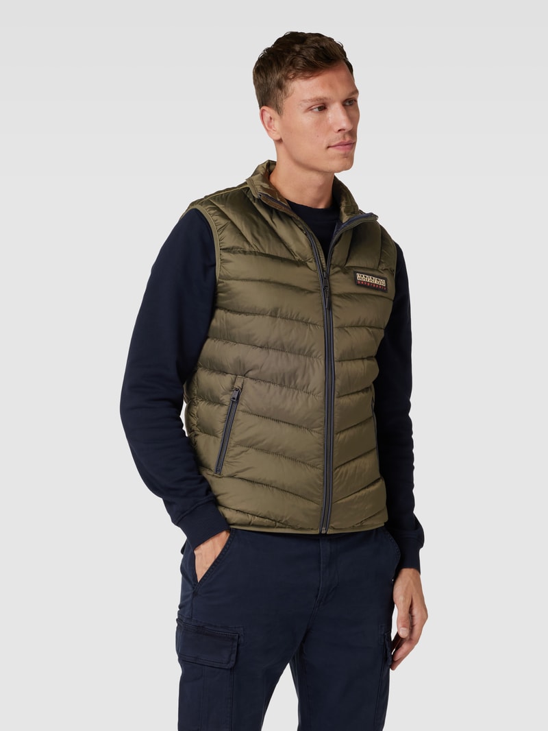 Regular Fit Steppweste mit Stehkragen Modell 'AERONS' in olivgrün