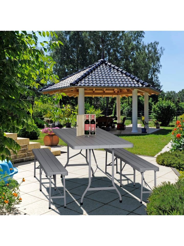 relaxdays 3-tlg. Bierzeltgarnitur in Grau günstig kaufen onesize